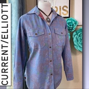 Current Elliott “The Perfect Shirt” Blue/Red Floral Print
Size L